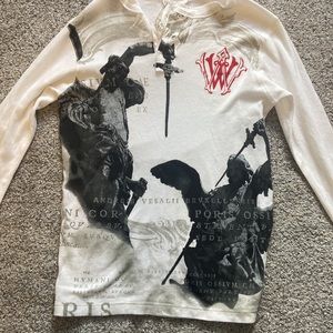 Whitetag premium denim graphic print shirt Size M